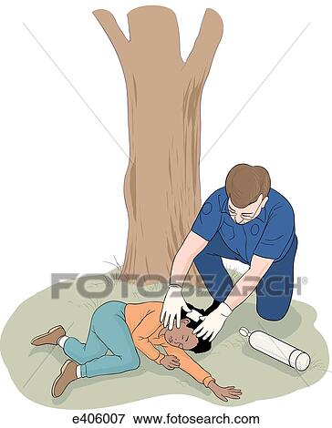 EMT treating fallen child View Large Illustration Stock Illustration - EMT treating fallen child. Fotosearch