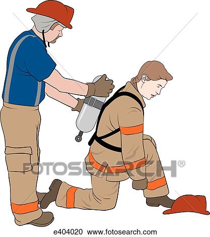 Firefighters with SCBA equipment View Large Illustration Clipart - Firefighters with SCBA equipment. Fotosearch