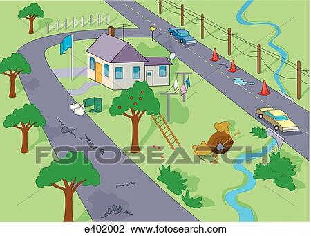 Helicoptor hazards--view from the ground View Large Illustration Drawing - Helicoptor hazards--view from the ground. Fotosearch