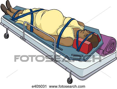 Clip Art - Placement of pregnant patient with spine injury. Fotosearch