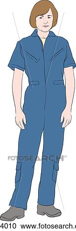 Clipart -  a female pilot with various layers of equipment and clothing that can be mixed and matched.. Fotosearch