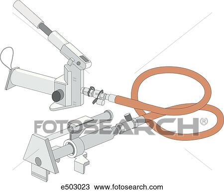 Drawing - A hydraulic ram type of extraction/entry tool used to spread or prop open a structure in order to get to a trapped victim.. Fotosearch