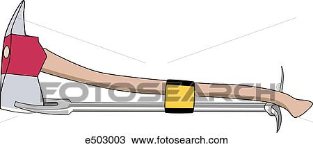 An axe/bar tool is the result of taking an axe and combining it with a Halagan-type bar using a marrying strap. It is used by rescue teams as a forceable entry tool. View Large Illustration Drawing - An axe/bar tool is the result of taking an axe and combining it with a Halagan-type bar using a marrying strap. It is used by rescue teams as a forceable entry tool.. Fotosearch