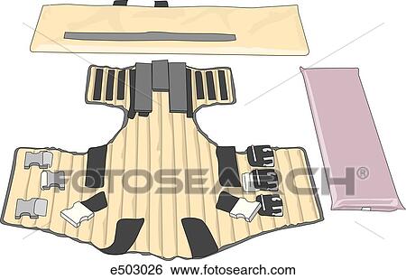 An unfolded Kendrick Extrication Device (KED) used in extricating patients from auto accidents and confined spaces. Immobilizes head, neck, and torso while minimizing further injury. View Large Illustration Stock Illustration - An unfolded Kendrick Extrication Device (KED) used in extricating patients from auto accidents and confined spaces. Immobilizes head, neck, and torso while minimizing further injury.. Fotosearch