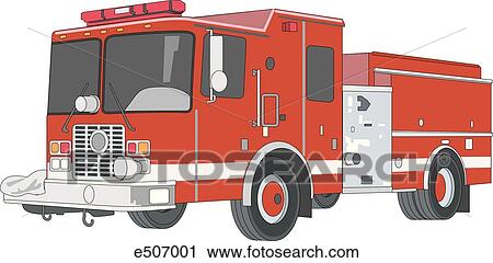 Example of a firetruck used in putting out fires and rescuing victims View Large Illustration Clip Art - Example of a firetruck used in putting out fires and rescuing victims. Fotosearch