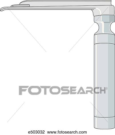 Drawing - Straight laryngoscope blade used for inserting tracheal and breathing tubes.. Fotosearch