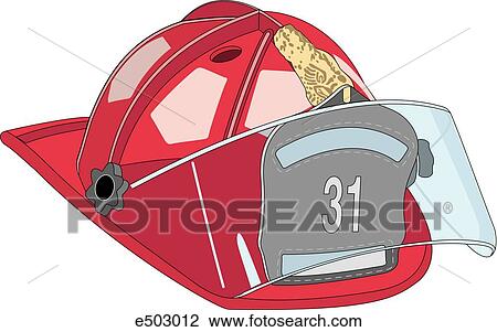 Traditional style firefighter's helmet. View Large Illustration Drawing - Traditional style firefighter's helmet.. Fotosearch