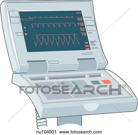Clip Art - A cardiac monitor with readings visible on screen.. Fotosearch