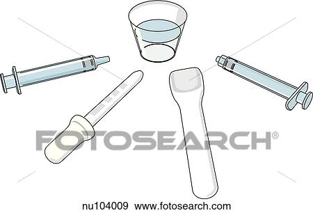 Devices for accurate measure of liquid medication: (bottom: left to right) oral syringe, dropper, dosage spoon, injection syringe without needle; (top) medicine cup. View Large Illustration Stock Illustration - Devices for accurate measure of liquid medication: (bottom: left to right) oral syringe, dropper, dosage spoon, injection syringe without needle; (top) medicine cup.. Fotosearch