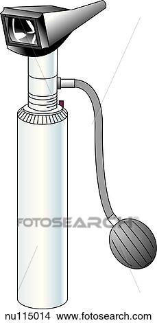 Drawing of an otoscope with a pneumatic attachment used for viewing the middle ear. View Large Illustration Stock Illustration - Drawing of an otoscope with a pneumatic attachment used for viewing the middle ear.. Fotosearch