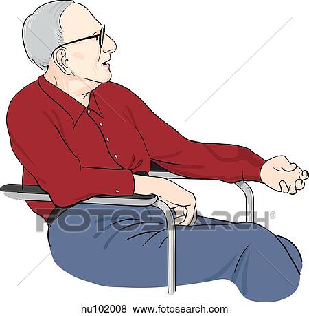 Stock Illustration - Elderly man seated in chair.. Fotosearch