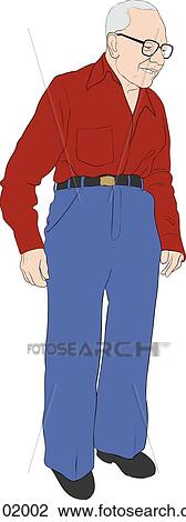 Elderly man standing. View Large Illustration Drawing - Elderly man standing.. Fotosearch