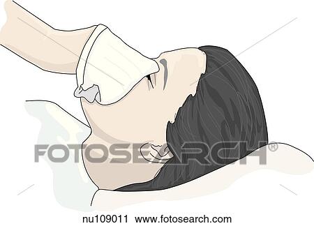 gloved hand in washcloth mitt washing eye area of female patient. View Large Illustration Clip Art - gloved hand in washcloth mitt washing eye area of female patient.. Fotosearch
