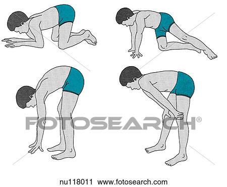 Illustration of boy using upper extremity muscles to stand up. Upper left: child on knees and elbows. Upper right: child supports himself on extended arms. Lower left: child straightens legs, hands still on floor. Lower right: hands "climb" up to View Large Illustration Clip Art - Illustration of boy using upper extremity muscles to stand up. Upper left: child on knees and elbows. Upper right: child supports himself on extended arms. Lower left: child straightens legs, hands still on floor. Lower right: hands "climb" up to . Fotosearch