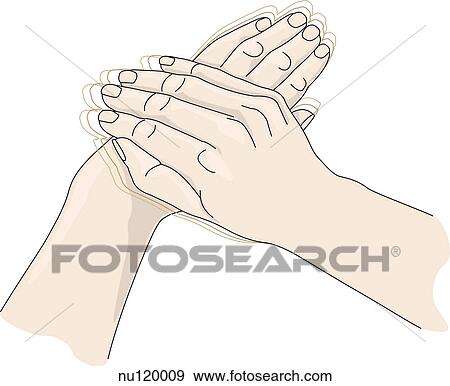 Stock Illustration - Image showing position and action of hands to use vibration to loosen respiratory secretions in the lungs.. Fotosearch