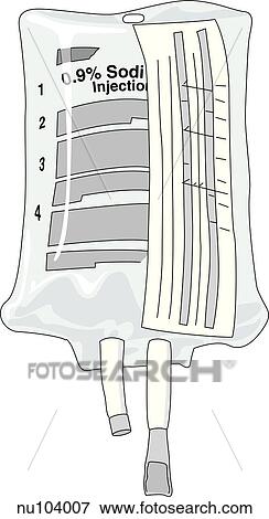 Stock Illustration - IV bag with time strip in place.. Fotosearch