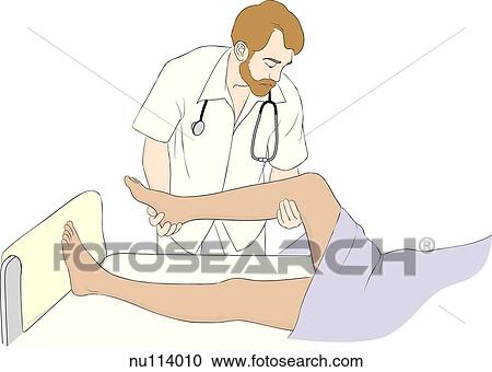 Male nurse shown lifting and bending leg of patient in hospital bed. Patient shown from waist down only. View Large Illustration Clipart - Male nurse shown lifting and bending leg of patient in hospital bed. Patient shown from waist down only.. Fotosearch