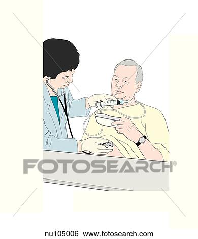 Nurse assesses placement of nasogastric tube in male patient by injecting air through syringe and auscultating over epigastrium. View Large Illustration Stock Illustration - Nurse assesses placement of nasogastric tube in male patient by injecting air through syringe and auscultating over epigastrium.. Fotosearch