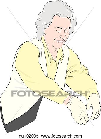 Stock Illustration - Nurse leaning over, arms extended.. Fotosearch