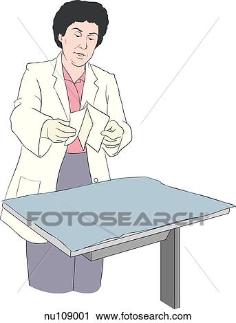 Nurse opening dressing package onto sterile field. View Large Illustration Clip Art - Nurse opening dressing package onto sterile field.. Fotosearch