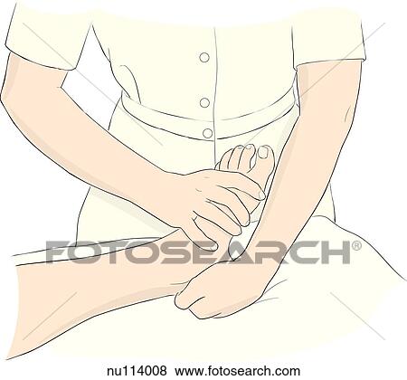 Nurse shown from waist down everting left foot of patient. View Large Illustration Stock Illustration - Nurse shown from waist down everting left foot of patient.. Fotosearch