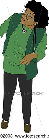 Drawing - Nurse walking, with arm extended, looking to her right.. Fotosearch