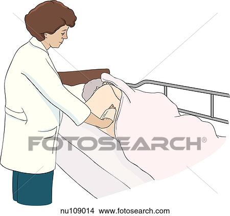 Stock Illustration -  nurse washing back of patient in side-lying position.. Fotosearch
