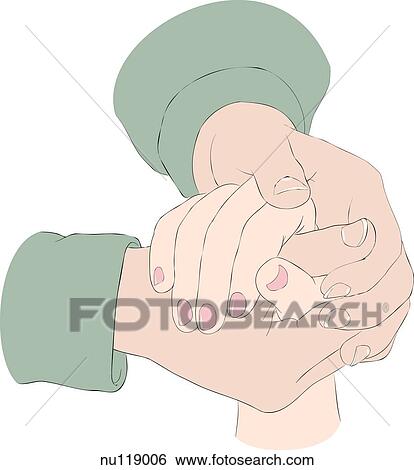 Stock Illustration - One hand held protectively between two hands.. Fotosearch