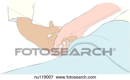 One hand squeezing fingers of second hand. View Large Illustration Stock Illustration - One hand squeezing fingers of second hand.. Fotosearch