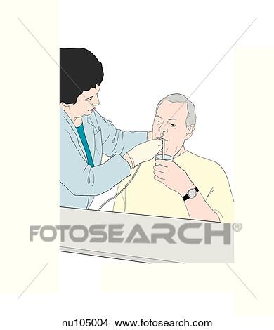 Patient, with head tilted forward, drinks from straw while nurse advances nasogastric tube to its proper position in the stomach. View Large Illustration Stock Illustration - Patient, with head tilted forward, drinks from straw while nurse advances nasogastric tube to its proper position in the stomach.. Fotosearch