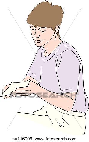 Seated nurse holds and points to a piece of paper (instructions). View Large Illustration Stock Illustration - Seated nurse holds and points to a piece of paper (instructions).. Fotosearch