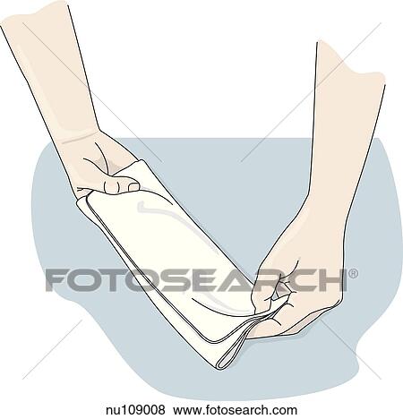 second step in formation of mitt from washcloth. Cloth is folded over hand in thirds. View Large Illustration Stock Illustration - second step in formation of mitt from washcloth. Cloth is folded over hand in thirds.. Fotosearch