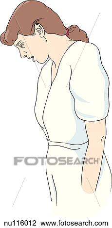 Drawing - Standing nurse looks down with mouth open as if speaking to someone.. Fotosearch
