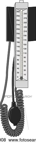 Wall mounted pressure manometer of the gravity mercury type which uses the height of a mercury column in glass tube to indicate cuff pressure. View Large Illustration Stock Illustration - Wall mounted pressure manometer of the gravity mercury type which uses the height of a mercury column in glass tube to indicate cuff pressure.. Fotosearch