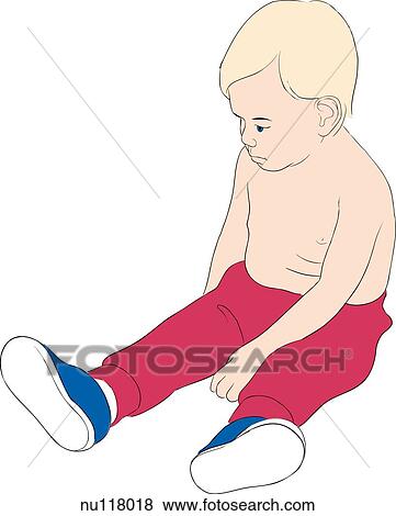 Young boy, toddler, with shirt off. View Large Illustration Stock Illustration - Young boy, toddler, with shirt off.. Fotosearch