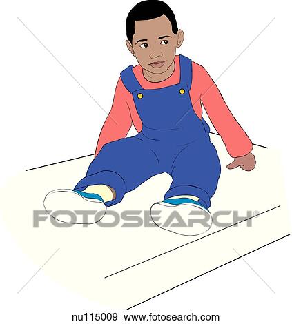 Young child wearing overalls seated on examining table. View Large Illustration Stock Illustration - Young child wearing overalls seated on examining table. . Fotosearch