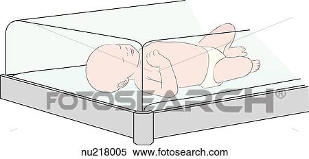Stock Illustration - A baby lying in an intensive care unit. . Fotosearch