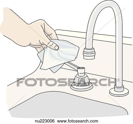 A clean paper towel is used to turn of the faucet. View Large Illustration Stock Illustration - A clean paper towel is used to turn of the faucet.. Fotosearch