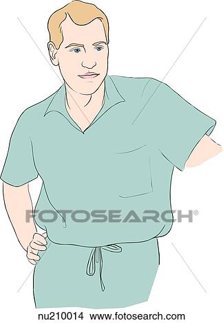 A health care professional (nurse) wearing hospital scrubs, stands with hand on hip. View Large Illustration Stock Illustration - A health care professional (nurse) wearing hospital scrubs, stands with hand on hip.. Fotosearch