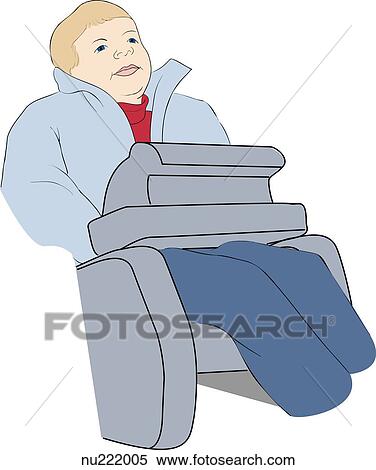 Stock Illustration - A pre-school aged child securely fastened into a car seat.. Fotosearch
