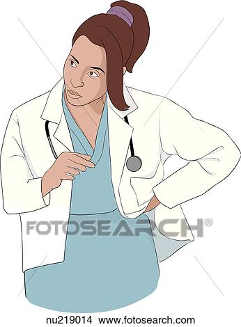Stock Illustration - African american female nurse listening.. Fotosearch