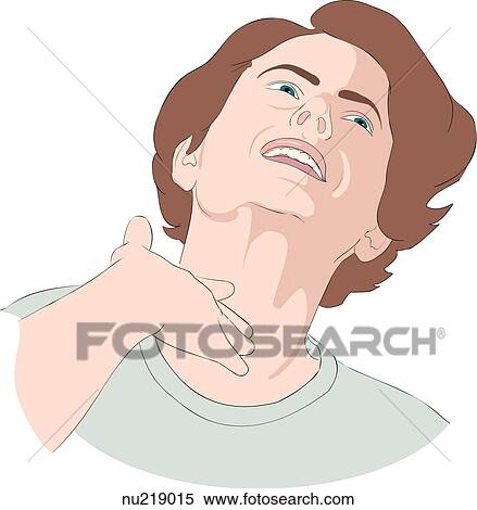 Stock Illustration - Close up of woman's face wearing an expression of pain.. Fotosearch