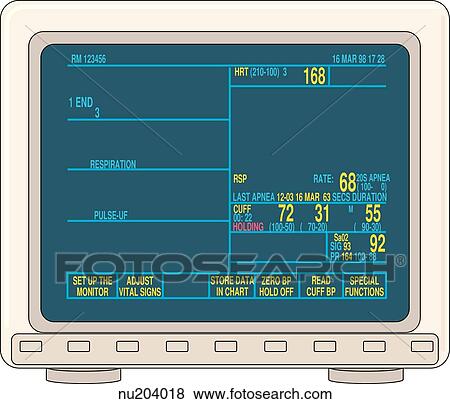 Stock Illustration - Drawing of monitor that displays vital signs.. Fotosearch