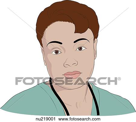 Clip Art - Face of nurse wearing confident expression.. Fotosearch