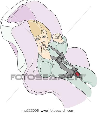 Infant secured in properly sized carseat with 5 point safety belt. View Large Illustration Stock Illustration - Infant secured in properly sized carseat with 5 point safety belt.. Fotosearch