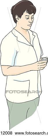 Nurse stands by with a cup of water. View Large Illustration Stock Illustration - Nurse stands by with a cup of water.. Fotosearch