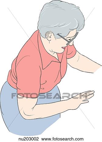 Smiling nurse, leaning over, extending a comforting hand. View Large Illustration Drawing - Smiling nurse, leaning over, extending a comforting hand.. Fotosearch