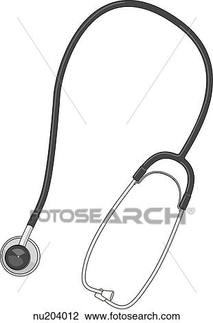 Stethoscope, shown bell side up. View Large Illustration Drawing - Stethoscope, shown bell side up.. Fotosearch