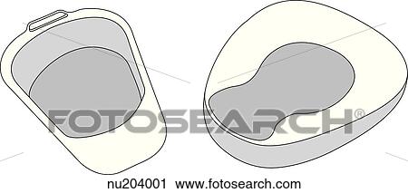 Two types of bedpans: fracture pan (left); regular pan (right). View Large Illustration Clip Art - Two types of bedpans: fracture pan (left); regular pan (right).. Fotosearch