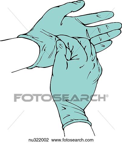 イラスト の 手袋をしている Hands 右手 始める 撤去 の 左 手袋 によって つかむこと 外 の 左 手袋 近くに 袖口 で 手袋をしている 人差し指 そして Thumb スケッチ Nu3202 Fotosearch